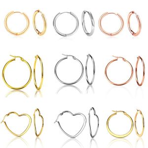 Hoop Huggie All'ingrosso Rotondo a Forma di Cuore Piccoli Orecchini Pendientes Mujer Donne Oorbellen Inoxidable Golden BrincoHoop