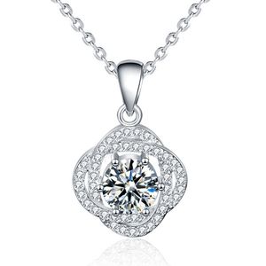 Creative Silver Pendant Female Invisible Necklace CT Moissanite Gift Chain Engagement Wedding Jewelry