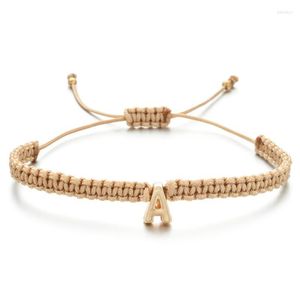 Bracelets de charme Lucky Cord trançado Dainty Letra inicial Nome da pulseira feminina Pulseiras de jóias DIY Charm
