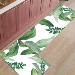 카펫 북유럽 녹색 잎 열대 식물 흰색 현대 부엌 깔개 욕실 욕실 거실 장식 바닥 매트 방광 길이 깔창