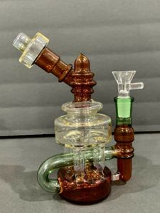 Vintage Premium Glass Bong Water Pipe Hookah 7Inch Sidecar Oil Dab Rigs Rökning kan sätta kundlogotyp av UPS DHL