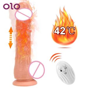 NXY Dildos OLO Remote Control Heating Thrusting Dildo for Women Sex Toys Lesbian Realistic Penis Vibrator Big Dick Female Masturbation 0419