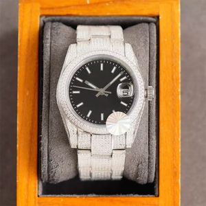 Erkek Bling Saatler toptan satış-Full Diamond Watch Mens Otomatik Mekanik Saatler mm Diamond çelik bilezik moda iş bilek saat