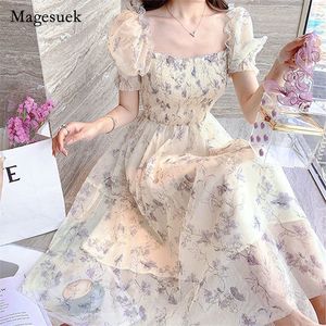 Casual Floral Party Dress Summer White Chiffon Long Dress Elegant Short Sleeve Fairy Dresses for Women Clothing Vestidos 20044 220514