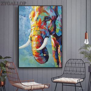 Elephant Canvas Art Oil Painting Animal Wall Art Print Poster Modern Decor Wall Painting For Living Room Decoration Pictures