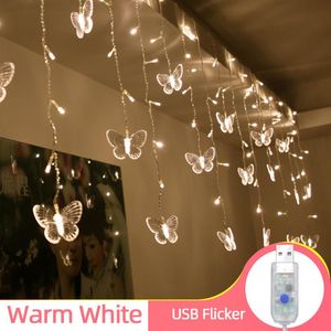 Strings LED Christmas Butterfly Garland Light String Fairy Curtain Lights Outdoor For Holiday Party Wedding Year's DecorationLED