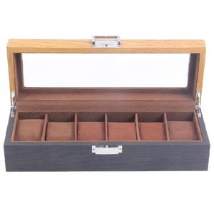 Watch Boxes Cases Retro Wooden Display Case Glass Topped Organizerr Jewelry Storage CaseWatch