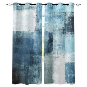 Curtain & Drapes Oil Painting Abstract Geometric Blue Curtains For Bedroom Living Room Luxury EuropeanCurtain