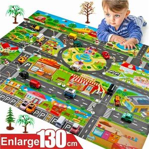 Alloy Diecast Model Cars with City Parking Playmat, Traffic Signs, and Roadmap - Educational Toy Set for Kids