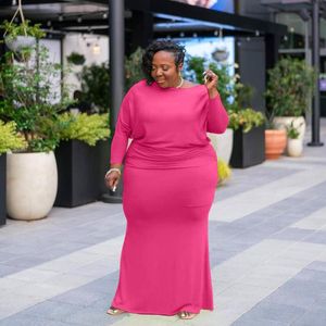 Plus-Size-Kleider XL-5XL Frauen Kleidungskurs Crew Hals Langstil Elegant Solid Color Sleeve Clothing Wholesale DropshppingPlus