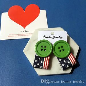 Korean Style Personality Buttons Ribbon Stud Earring For Women Girls Unique Female Jewelry 6 color Button Ear Studs Earrings
