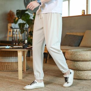 Men's Pants M-5XL Elastic Waist Plus Size Men Harem 2022 Vintage Streetwear Man Casual Ankle Linen Male Trousers XXXXXL