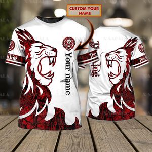 Животное король Lion DIY Custom Имя 3D Тип Tee Высококачественная футболка летняя шея мужчина мужские повседневные с коротким рукавом топ 4 220705GX
