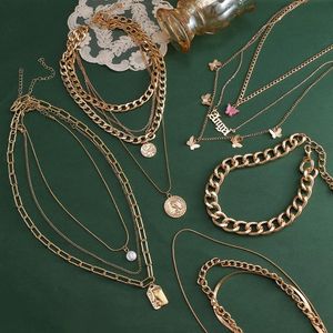 Pendant Necklaces Vienkim Fashion Gold Chains On The Neck Choker Necklace For Women Punk Multi-layer Female Jewelry 2022 Trendd