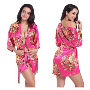 Roupa de sono feminina feminina floral kimono túnica de cetim de cetim Bridal Bride Bridesmaid Robes Sleepwomen's