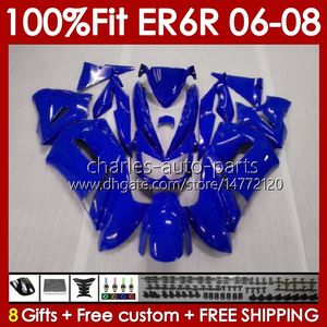 OEM Bodys Kit för Kawasaki Ninja 650R ER6 650 R ER 6 F 06-08 Kroppsarbete 139NO.72 650-R ER 6F 650R-ER6F ER-6F 2006 2007 2008 ER6F 06 07 08 Injektion Mögelmässor Glossy Blue BLK