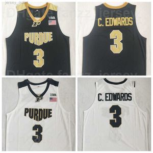 NCAA Basketball Purdue Boilermakers #3 Carsen Edwards Jerseys College Black White Team Color University Camisa respirável para fãs esportivos Excelente qualidade para homens