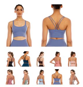 LL Sports Bras for Women Criss-Cross Back with Removable Cups Low Impact Workout Fitness Yoga Cropped Tank Tops