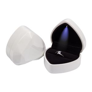 Schmuckbeutel Taschen Kunststoffkiste mit Samtfutter LED LED Lichtringe Ohrringe Lagerung für Heiratsvorschlag Engagement Hochzeit R7RF