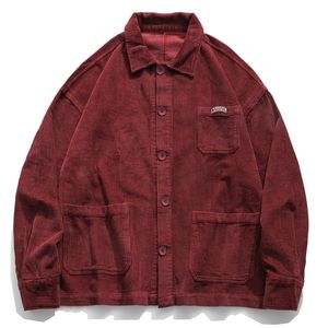 Vintage Retro Corduroy Jacke Mantel Herren Streetwear Lose Harajuku Button Jacken Hip Hop Track Jacke Mantel Baumwolle Outwear 201127