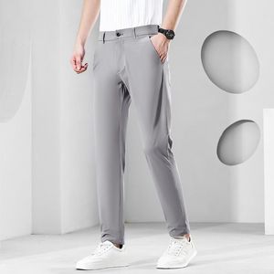 Men's Suits & Blazers Men's Thin Suit Pants Solid Color Smart Casual Business Fit Body Stretch Trousers Men Cotton Formal Breathable Pan