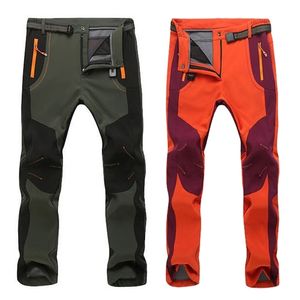 Kış Rahat Streç Pantolon Erkekler Kadınlar Polar Askeri Kargo Su Geçirmez Yumuşak Kabuk Pantolon Çalışma Kalın Sıcak Sweatpants 5XL 220325