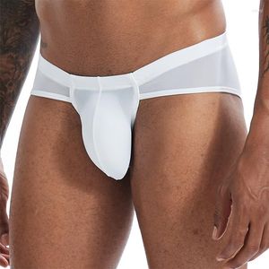 Bielizna męskie lakiery seksowne mężczyźni Ultra cienkie lodowe silk krótkowzroczność penis duża torebka niskie slips hombre erotyczne majtki cuecaunderpants szuflady Kecks Thong p5xi