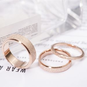 KNOCK High quality Fashion Simple Scrub Stainless Steel Women s Rings 2 mm Width Rose Gold Color Finger Gift For Girl Jewelry 220719