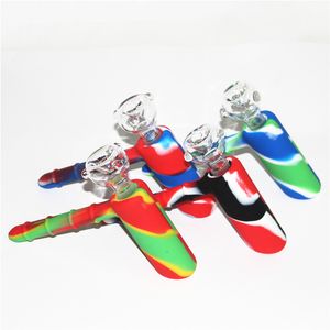 Silicone bong oil dab rig hookah hammer shape silicone water pipe for tobacco dry herb ash catcher