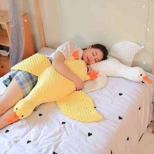 PC CM Cuddly Animal Lying Duck Plush Toys Beautiful Big Floor Mat Cushion For Children Sustain Baby Sleeping J220704