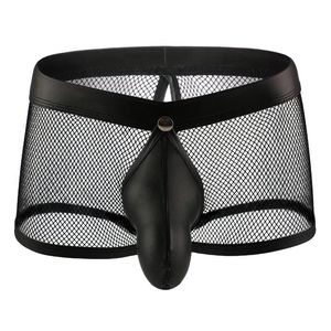 Unterhosen Sexy Dessous Männer Mesh Leder Penishülle Slips Offener Schritt BuSissy Gay Boxershorts Höschen Unterwäsche Fetisch UnterhosenUnderp