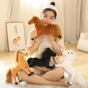 Konie symulacyjne pluszowe pluszowe zwierzęta lalki prawdziwe poduszka koni dla dzieci dzieci kreatywne urodziny prezenty 25 cm LA475