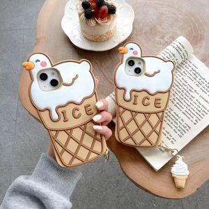 New Style fofo Summer Ice Cream Duck Telefone para iPhone 13Promax 12 11 7/8p Shasco de proteção XR XR