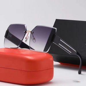Designer Solglasögon nyaste lyxig storram Square Classic Design Polariserad solglasögon överdimensionerade herrkvinnor Rimless Sun Glasses Sunshade UV400 Eyewear Metal Frame