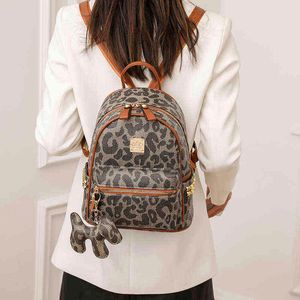 Borsa stile zaino da sera da donna in morbida pelle ad alta capacità con stampa leopardata Student School Lady Fashion Autumn New Shoulder 220801