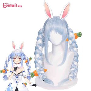 L-EMAIL WIG HOLOLIVE USADA PEKORA COSPLAY WIGS YOUTUBER WIG LONG BRAIDE HAIR PONYTAIL BLUE YET耐性合成220505