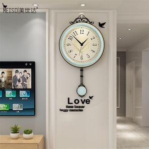 Meisd Europe Watch Vintage Pendulum Wall Clock Creative Classic Quartz Silent Horloge Living Room Home Decor Art 201125