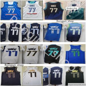 Stitched Men Doncic 77 Luka Jerseys Basketball Team Blue White City Navy Earned Green Black Gold Sports Shirts Top Quality