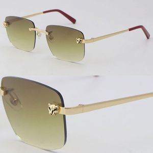 New Selling Fashion Cheetah head Metal Rimless Sunglasses 0147S 18K Gold Male and Female Square Sun Glasses Design Eyeglasses Man Woman Frames Men Size:54-18-140MM