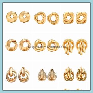 Stud Earrings Jewelry ll paar Boheemse retro grote spiraal wond ring circar tribale vrouwelijke gouddruppel levering dhoza