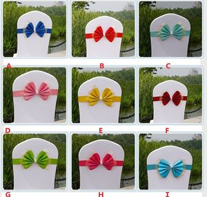 Wholesale spandex sashes for sale - Group buy Bowknot Wedding Chair Cover Sashes Elastic Spandex Bow Chair Band With Buckle For Weddings Banquet Party Decoration Accessories DH8742
