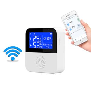 Epacket Smart Home Control Tuya WiFi Light Temperature and Humidity Detector Color Screen Thermometer Sensor Indoor & Outdoor