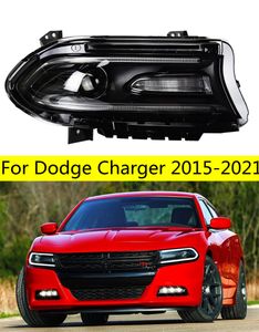 Luz dianteira de feixe alto para dodge led farol 15-21 carregador drl sinal de volta anjo olho cabeça luzes montagem