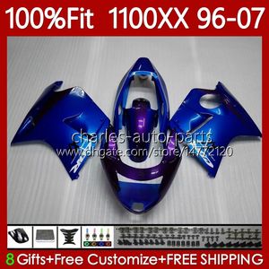 Feedings de molde de injeção para Honda Blackbird CBR1100 CBR 1100xx 1100 xx CC 96-07 114No.94 CBR1100xx Azul roxo 96 97 98 99 00 01 02 03 04 05 06 07 1100cc 1996 2007