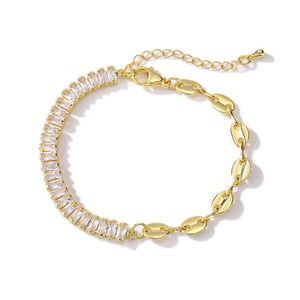 New Arrival White Zircon Chain Bracelet Fashion Gold Plated Copper Jewelry for Women Gift