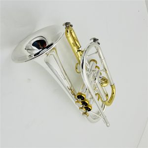 Trompete De Chifre venda por atacado-Profissional Silver e Gold Bated Horn Blift B Flat Professional Brass Instrument Trumpe