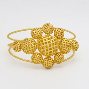 Bangle Etiopia 24K Bransoletka Zestaw Złota Ball African Bliski Wschód Biżuteria Dubaj Mankiety Damie Girls Wedding Party Prezentacja Inte22