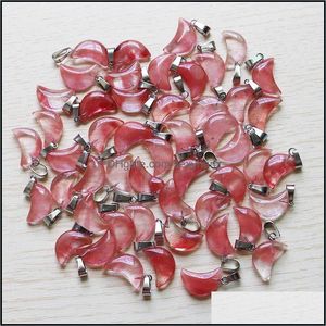 Anhänger Halsketten Anhänger Schmuck Großhandel 50 teile/los Mode Natürliche Wassermelone Rot Mond Form Charms Perle DIY DHW6H