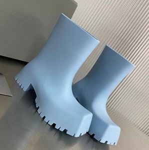 Stivali di gomma di lusso Parigi stivali da pioggia uomo donna punta quadrata tubo corto spesso impermeabile nuova coppia di designer