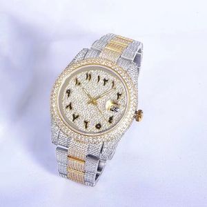 2023Full Diamond Mens Watch Automatic Mechanical Watches 41mm With Diamond Studded Steel Women Fashion Wristwatches Armband Mo